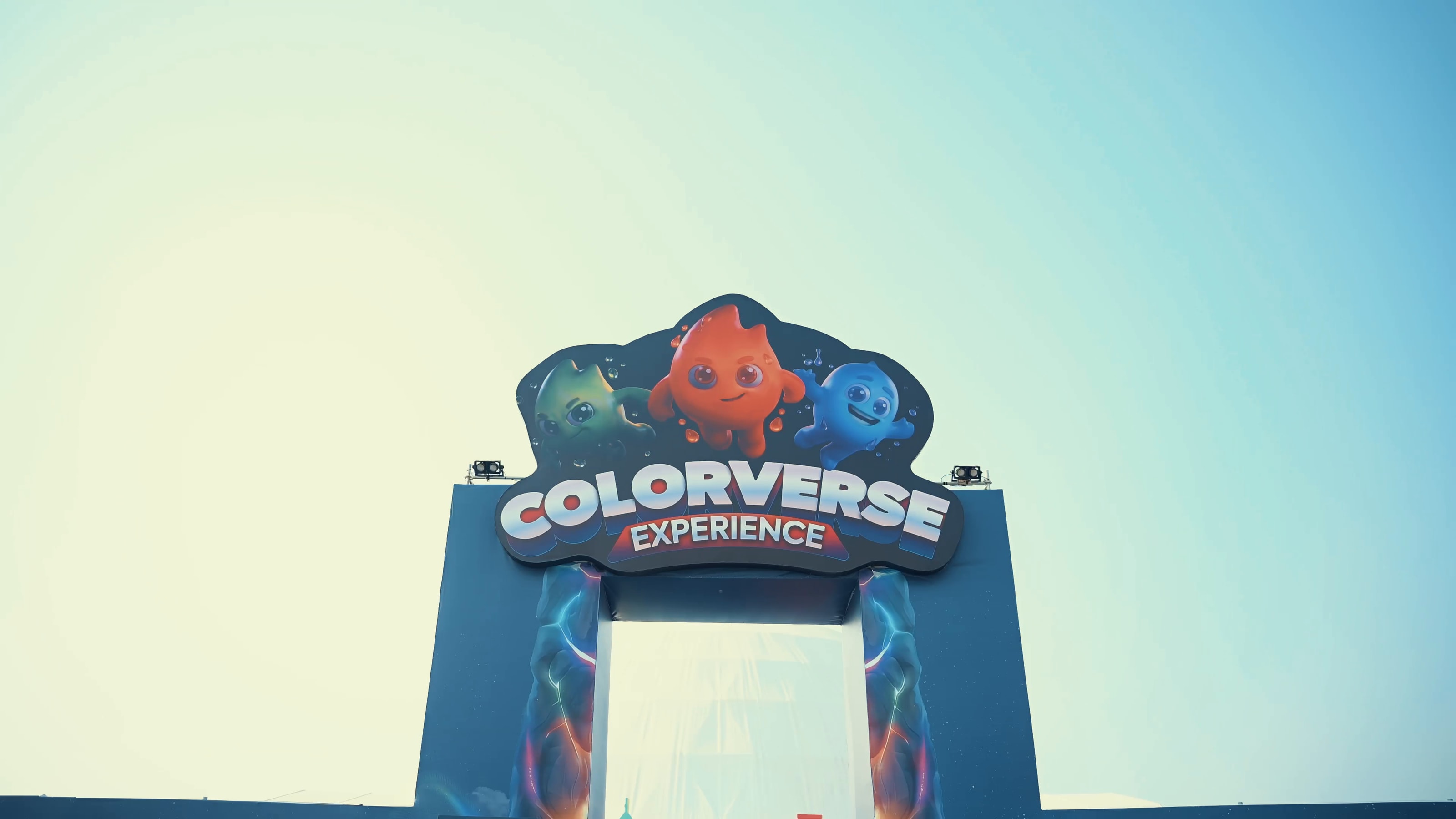 Colorverse Experience entrance arch with its character sign