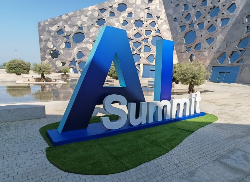 Large “AI Summit” letter sculpture outside the venue