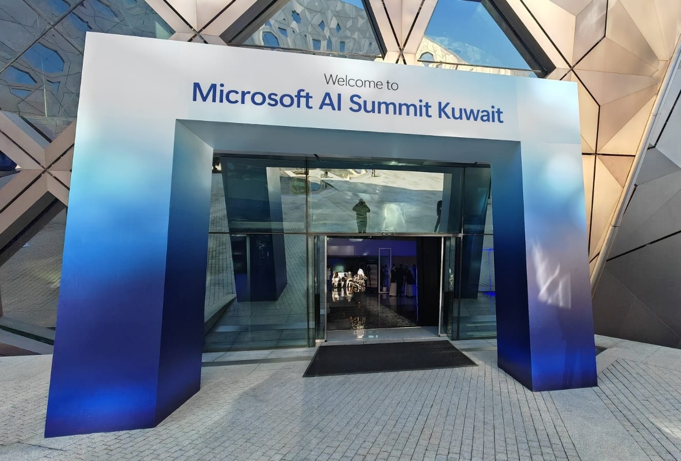 “Welcome to Microsoft AI Summit Kuwait” entrance arch