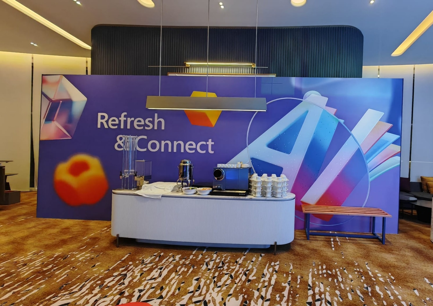 “Refresh & Connect” refreshment station