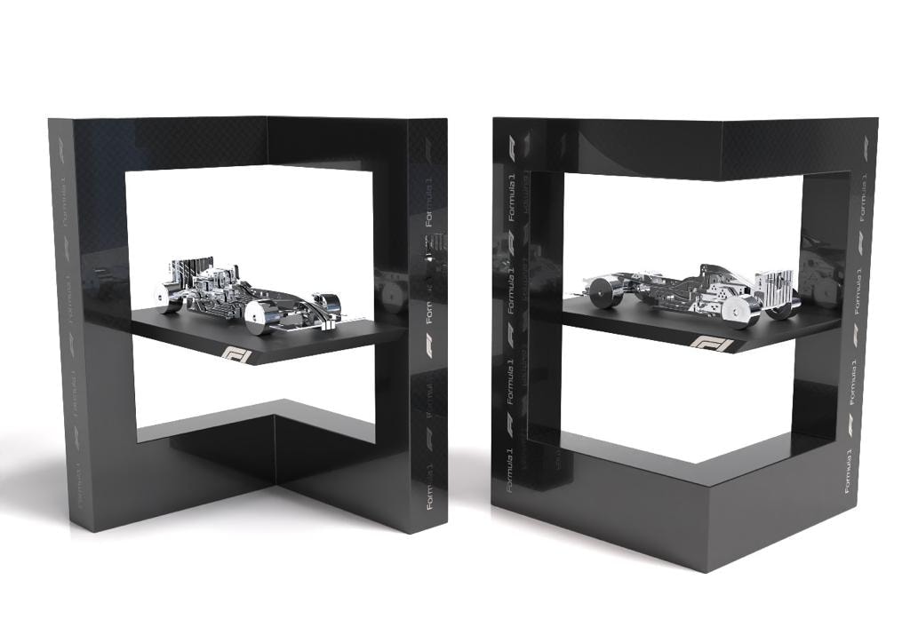 Race-car display stands in black