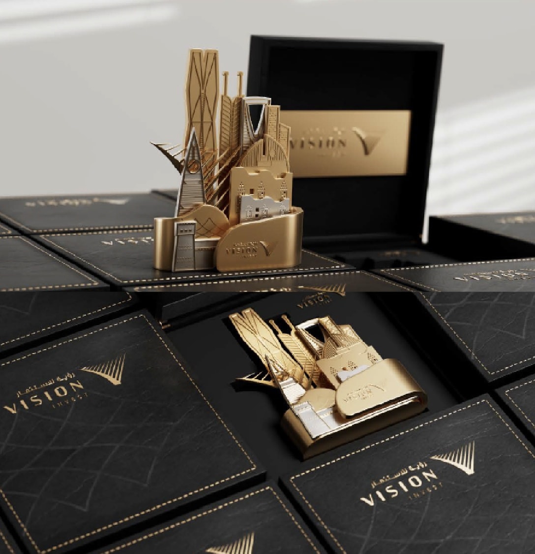 Skyline keepsake presented in a black gift box
