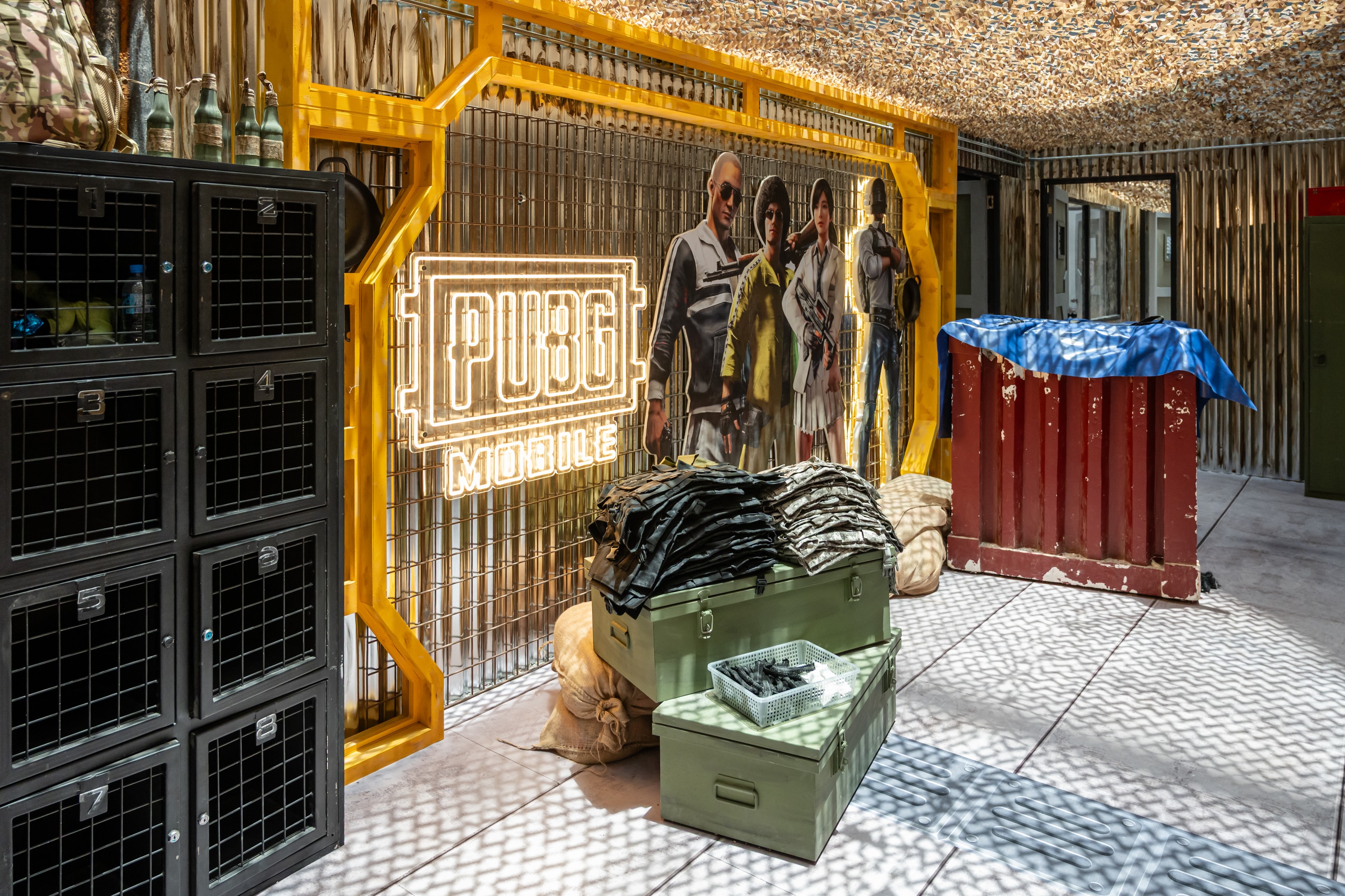 PUBG armoury room with crates and barrels