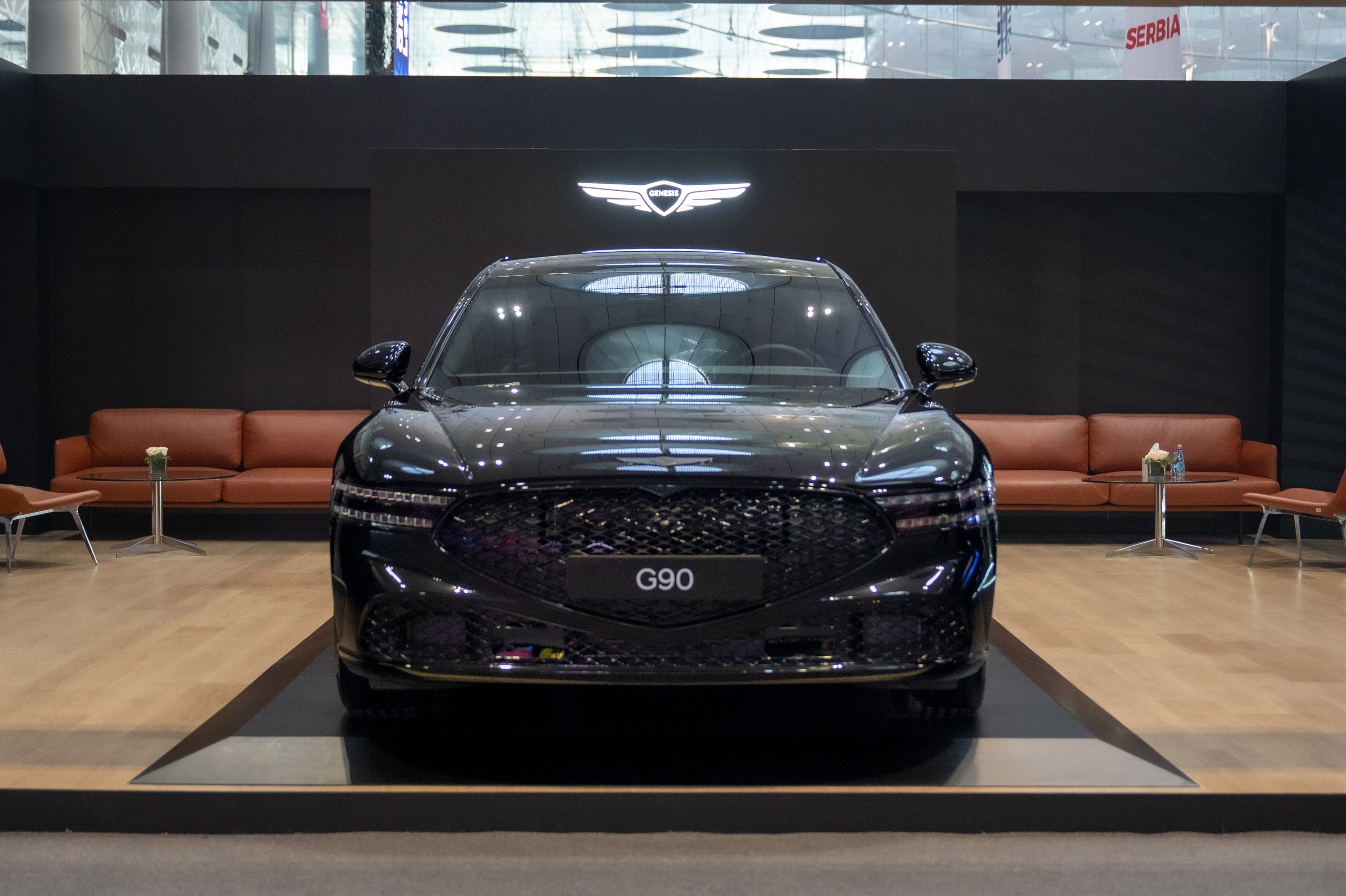 Genesis G90 in front of the pavilion lounge